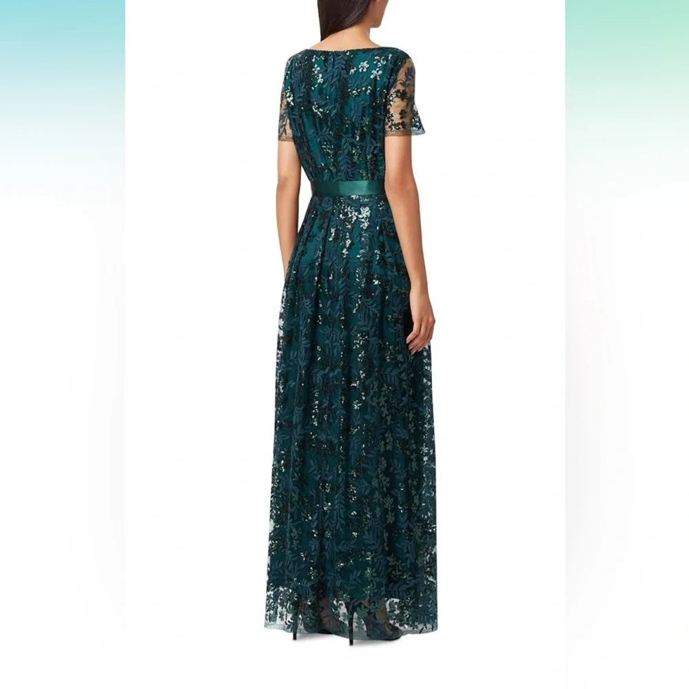 Tahari Lace Sequin Maxi Dress Navy Sequin Dress wedding evening gala NWT - Picture 2 of 5